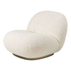 Gubi Pacha Fixed Lounge Upholstered Chair in Pearl Gold Base by Pierre Paulin