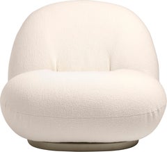 GUBI Pacha Lounge Chair Harp 024 Ivory Pearl Gold Swivel Base by Pierre Paulin