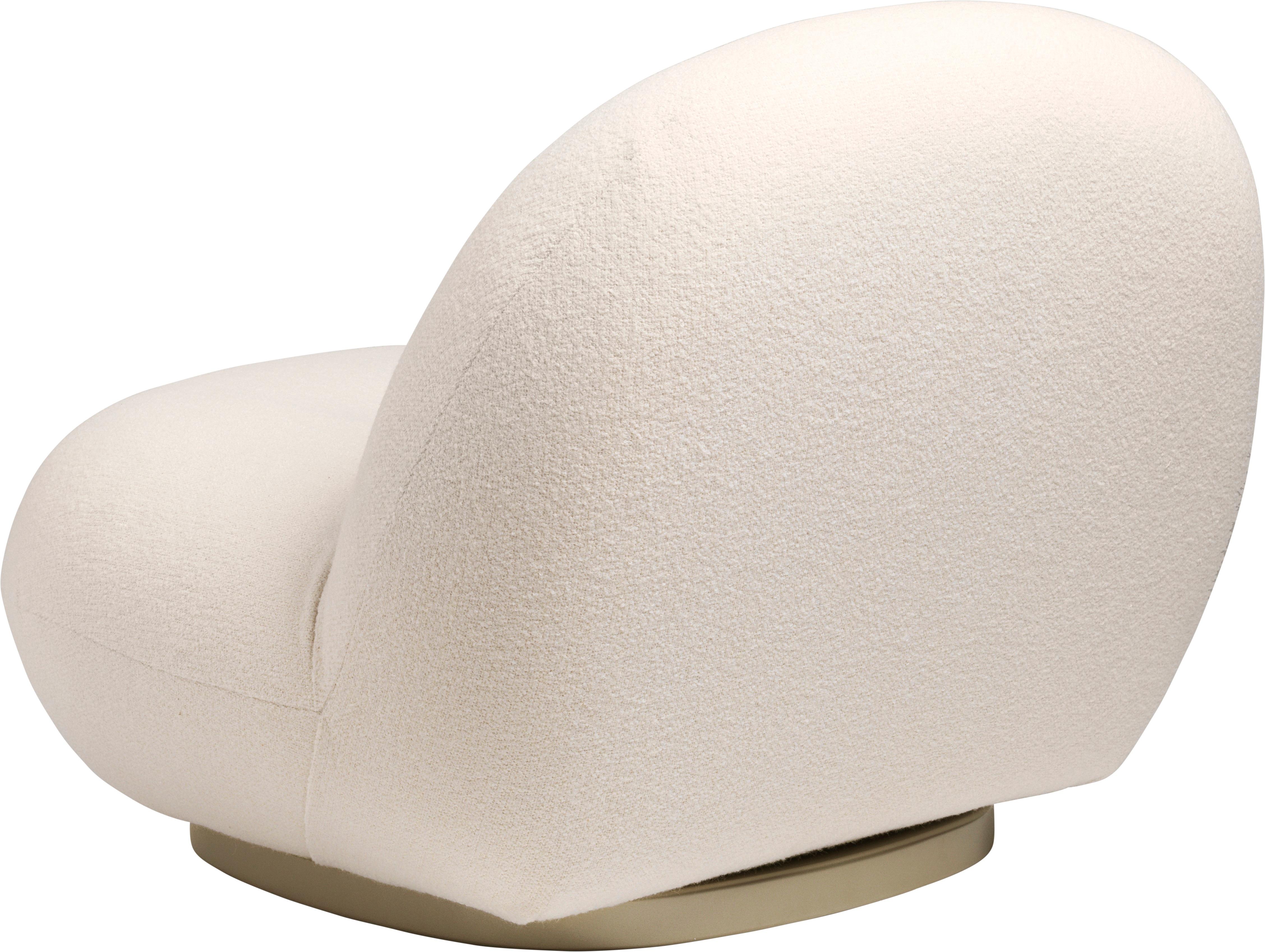 Mid-Century Modern Fauteuil de salon Pacha Harp 024 ivoire perle doré à base pivotante GUBI par Pierre Paulin en vente