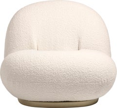 GUBI Pacha Lounge Chair Karakorum 001 Pearl Gold Swivel Base by Pierre Paulin