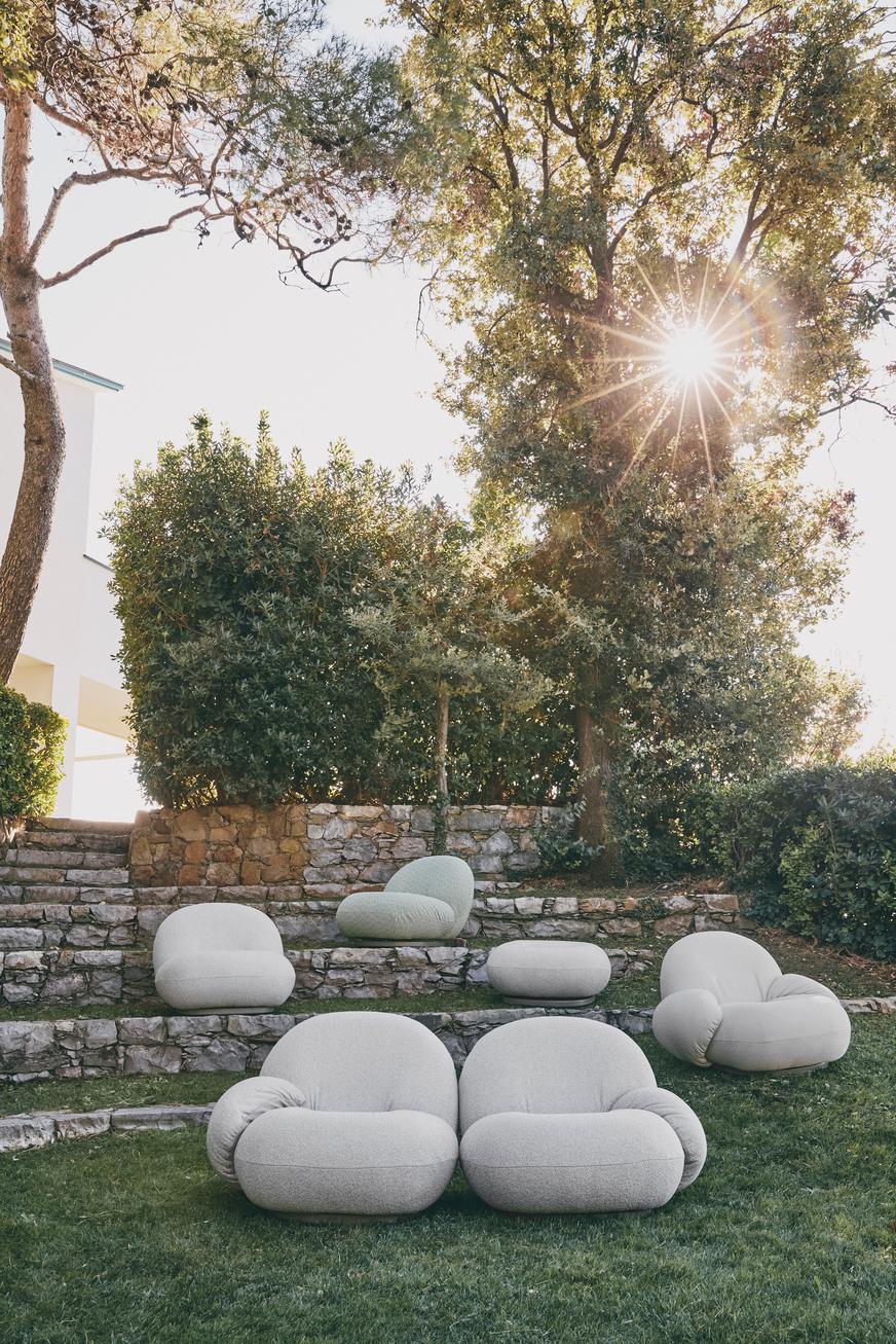 XXIe siècle et contemporain Fauteuil d'extérieur Pacha Libera 02 à base pivotante gris mousse de Pierre Paulin en vente