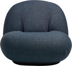 Gubi Pacha Swivel Lounge Upholstered Chair in Black Base by Pierre Paulin