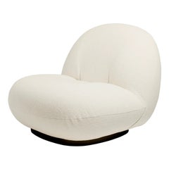 Gubi Pacha Swivel Lounge Upholstered Chair in Black Base by Pierre Paulin