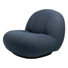 Gubi Pacha Swivel Lounge Upholstered Chair in Black Base by Pierre Paulin