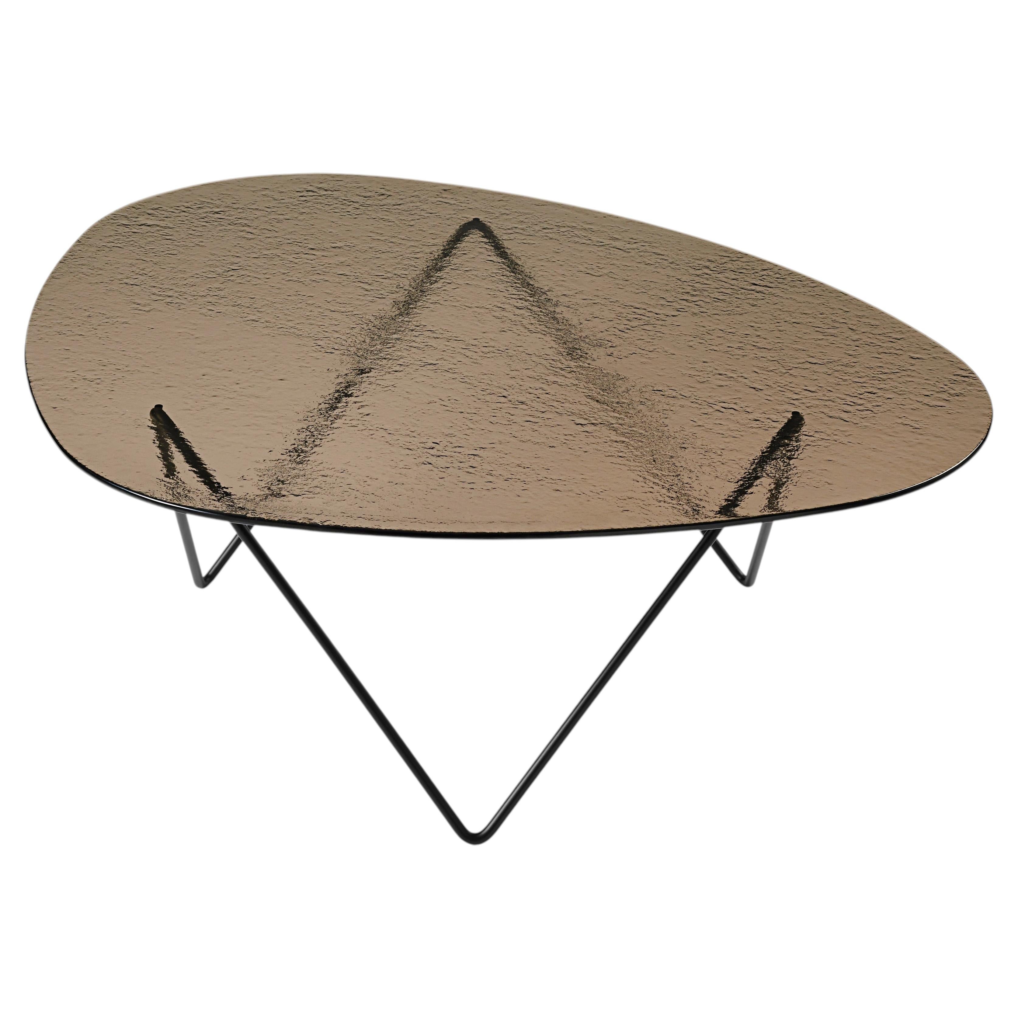 Gubi Pedrera Coﬀee Table In Black Base and Bronze Glass by Corsini & Ruiz Millet For Sale