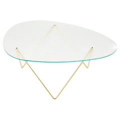 Gubi Pedrera Coﬀee Table In Brass Base and Glass by Corsini&Ruiz Millet
