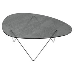 Gubi Pedrera Coﬀee Table In Chrome Base and Smoke Glass by Corsini&Ruiz Millet