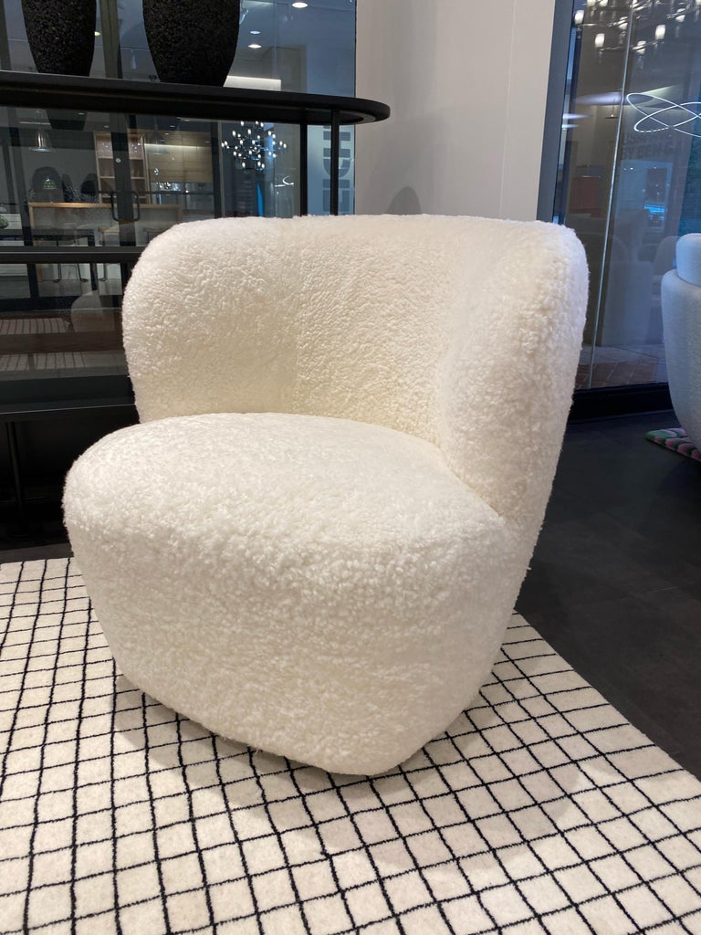 Gubi Sheepskin Stay Swivel Lounge by Space Copenhagen in STOCK at
