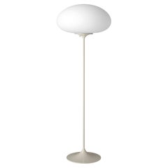 Gubi Stemlite 110 Floor Lamp in Frosted Glass and Pebble Gray by Bill Curry
