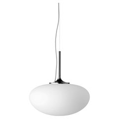 Gubi Stemlite Pendant Lamp in Frosted Glass and Black Chrome by Bill Curry