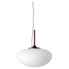 Gubi Stemlite Pendant Lamp in Frosted Glass and Black Red by Bill Curry
