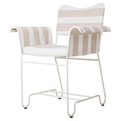 Gubi Tropique Outdoor-Sessel mit weißem Gestell, Streifen Beige von Mathieu Matégot