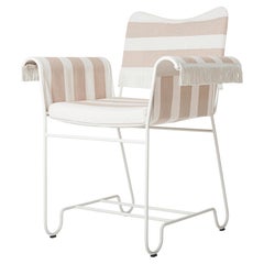 Gubi Tropique Outdoor Armchair in White Base with Fringes by Mathieu Matégot