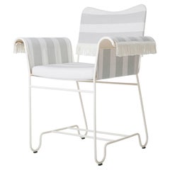 Gubi Tropique Outdoor Armchair in White Base with Fringes by Mathieu Matégot