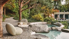 Gubi TS Table d'appoint pour l'extérieur en travertin blanc neutre par GamFratesi