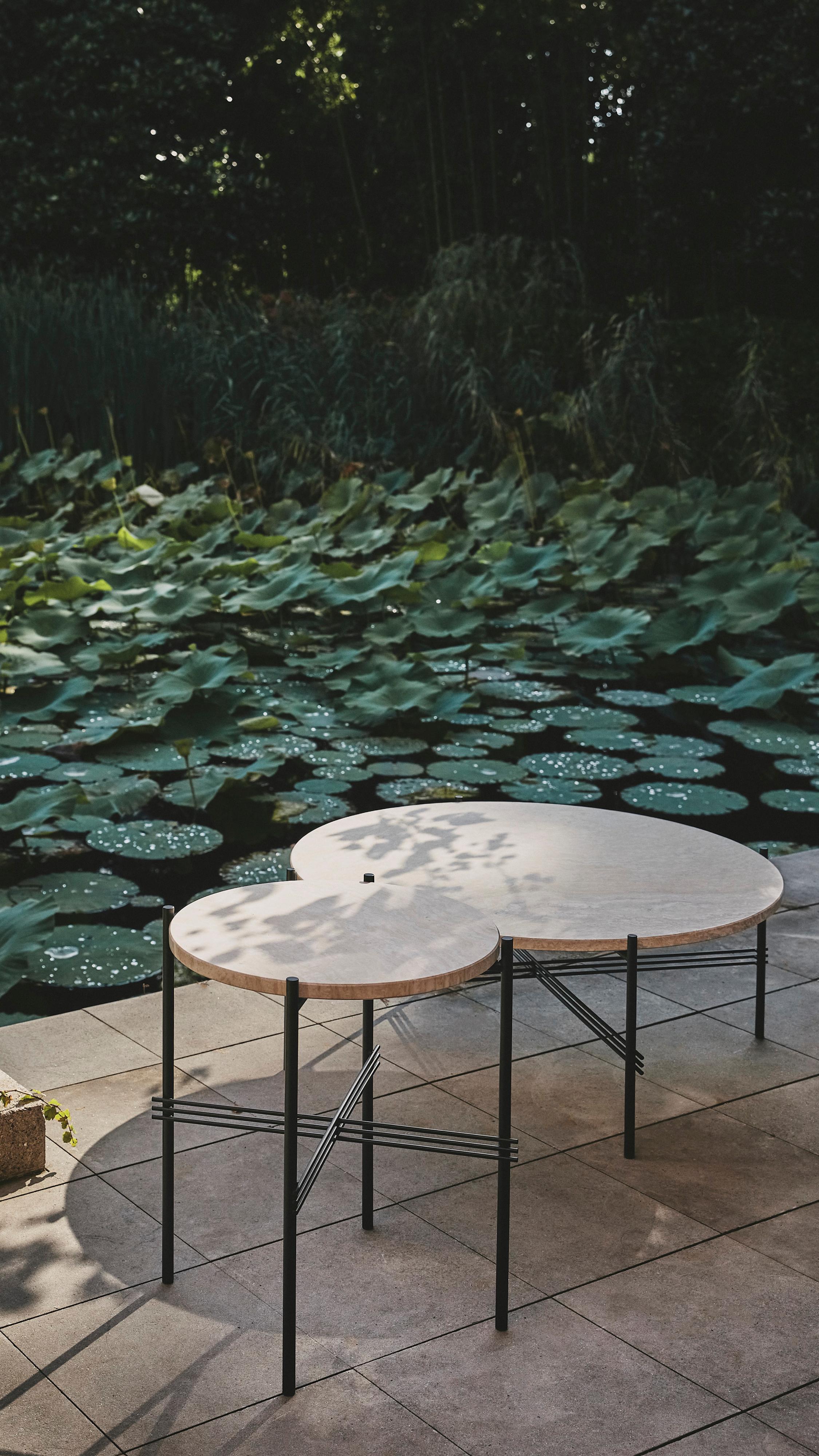 Gubi TS Outdoor Round Travertine Coffee Table Designed by GamFratesi  For Sale 5