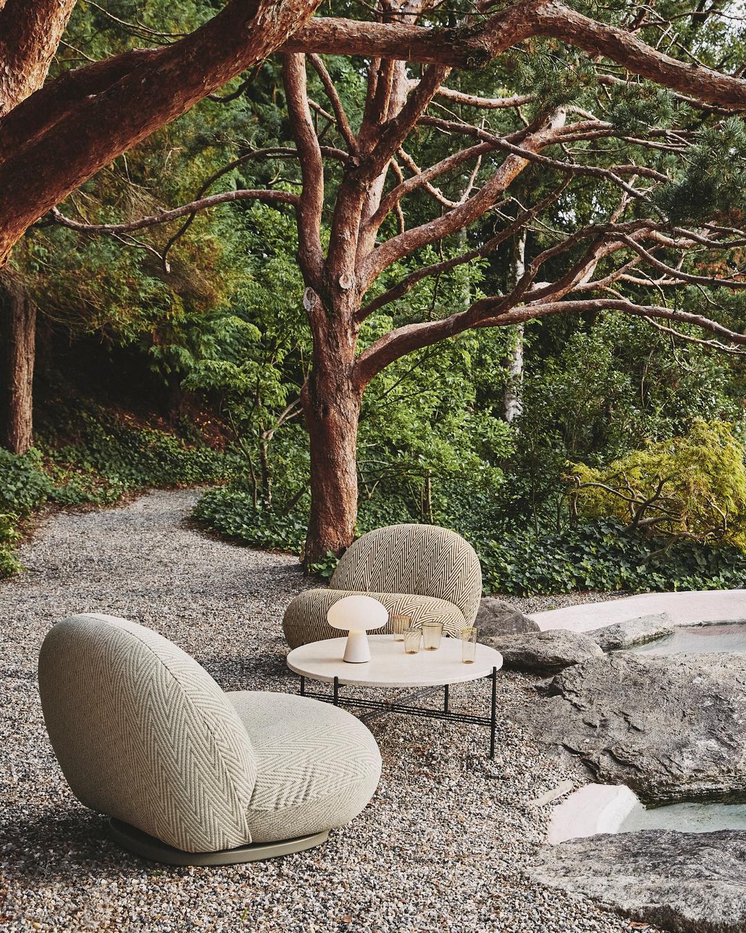 Gubi TS Outdoor Round Travertine Coffee Table Designed by GamFratesi  In New Condition For Sale In New York, NY