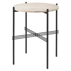 Table d'appoint d'extérieur Gubi TS en travertin blanc neutre par GamFratesi
