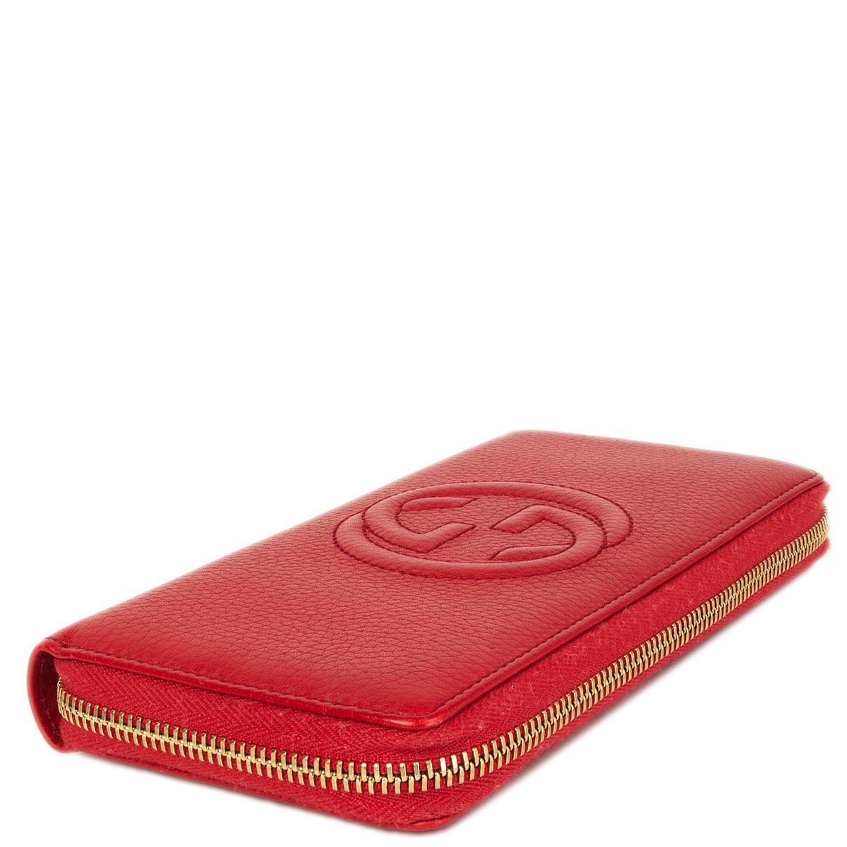 Red GUCC red leather SOHO ZIP AROUND Wallet