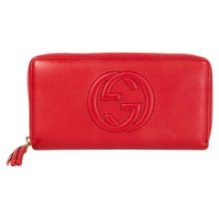 GUCC red leather SOHO ZIP AROUND Wallet