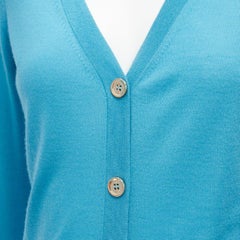 GUCCI 100% cashmere blue silver GG button long sleeve cardigan sweater IT38 XS