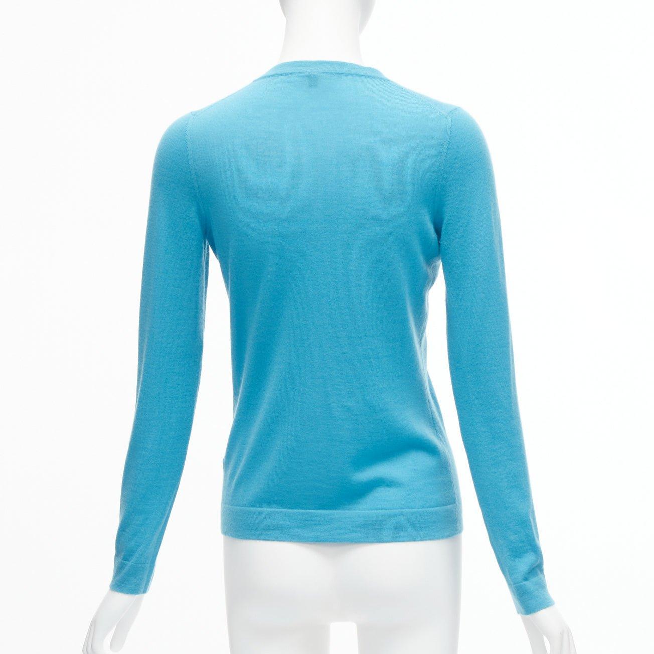 GUCCI 100% cashmere blue silver GG button long sleeve cardigan sweater IT38 XS For Sale 1