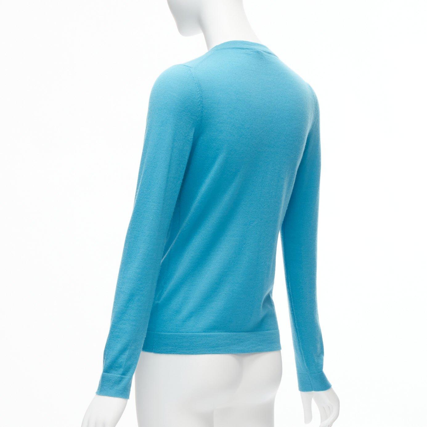 GUCCI 100% cashmere blue silver GG button long sleeve cardigan sweater IT38 XS For Sale 2