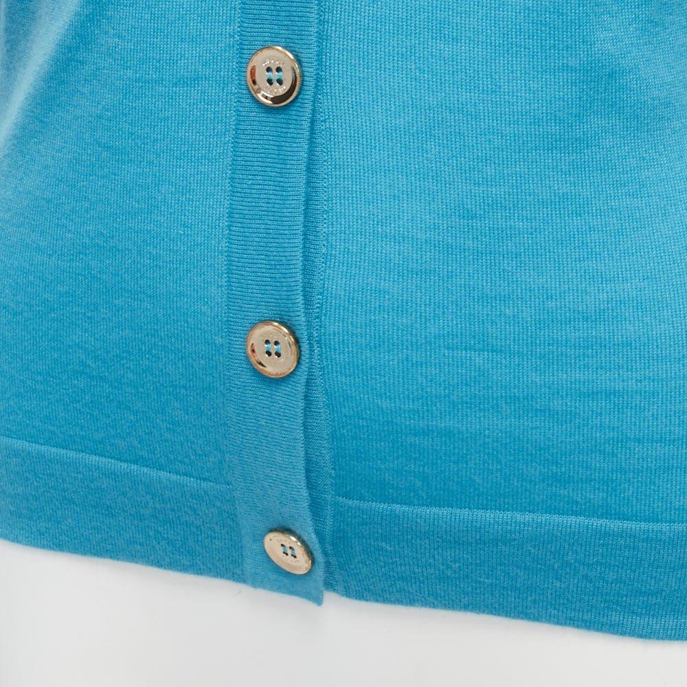 GUCCI 100% cashmere blue silver GG button long sleeve cardigan sweater IT38 XS For Sale 3