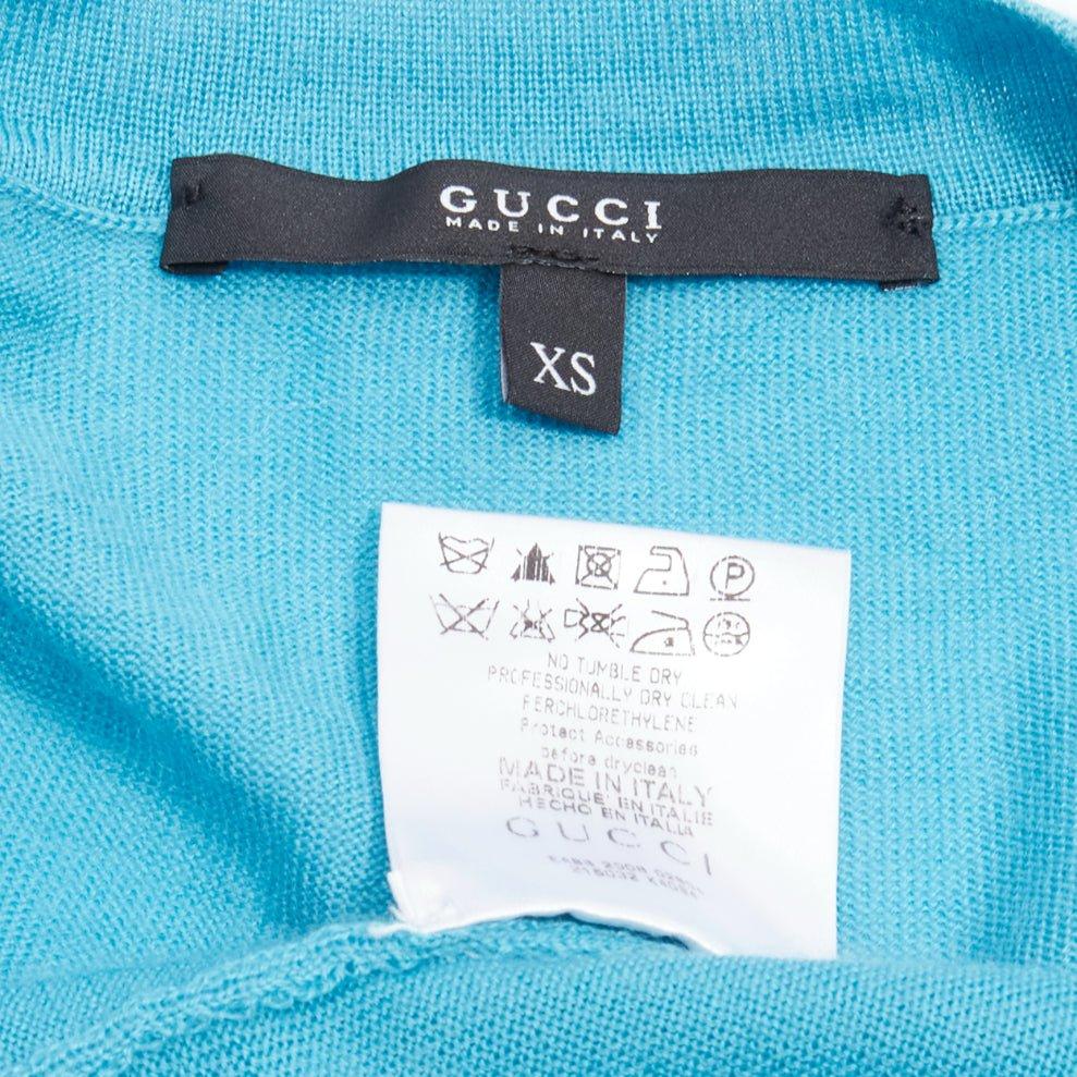 GUCCI 100% cashmere blue silver GG button long sleeve cardigan sweater IT38 XS For Sale 4