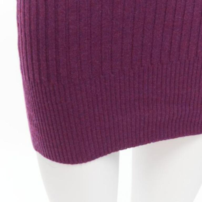 GUCCI 100% cashmere purple gold charm turtleneck vest tunic sweater IT38 XS 2