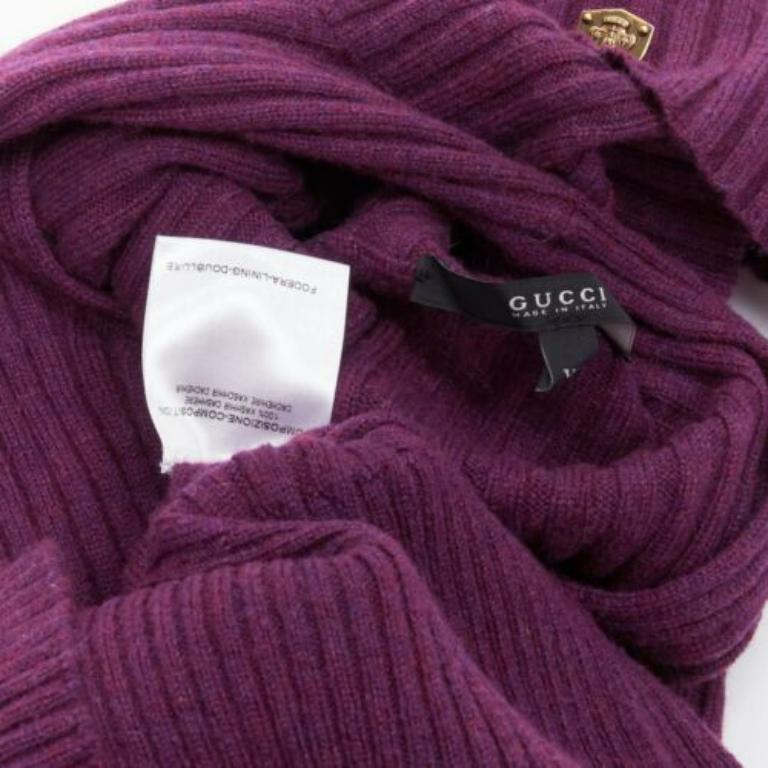 GUCCI 100% cashmere purple gold charm turtleneck vest tunic sweater IT38 XS 3