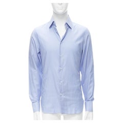 GUCCI 100% Baumwolle blau classic top stitches classic collar shirt EU38 S