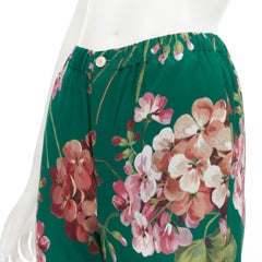GUCCI 100% silk Blooms green pink floral print pajama pants IT36 XS