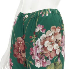 GUCCI 100% silk Blooms green pink floral print pajama pants IT36 XS