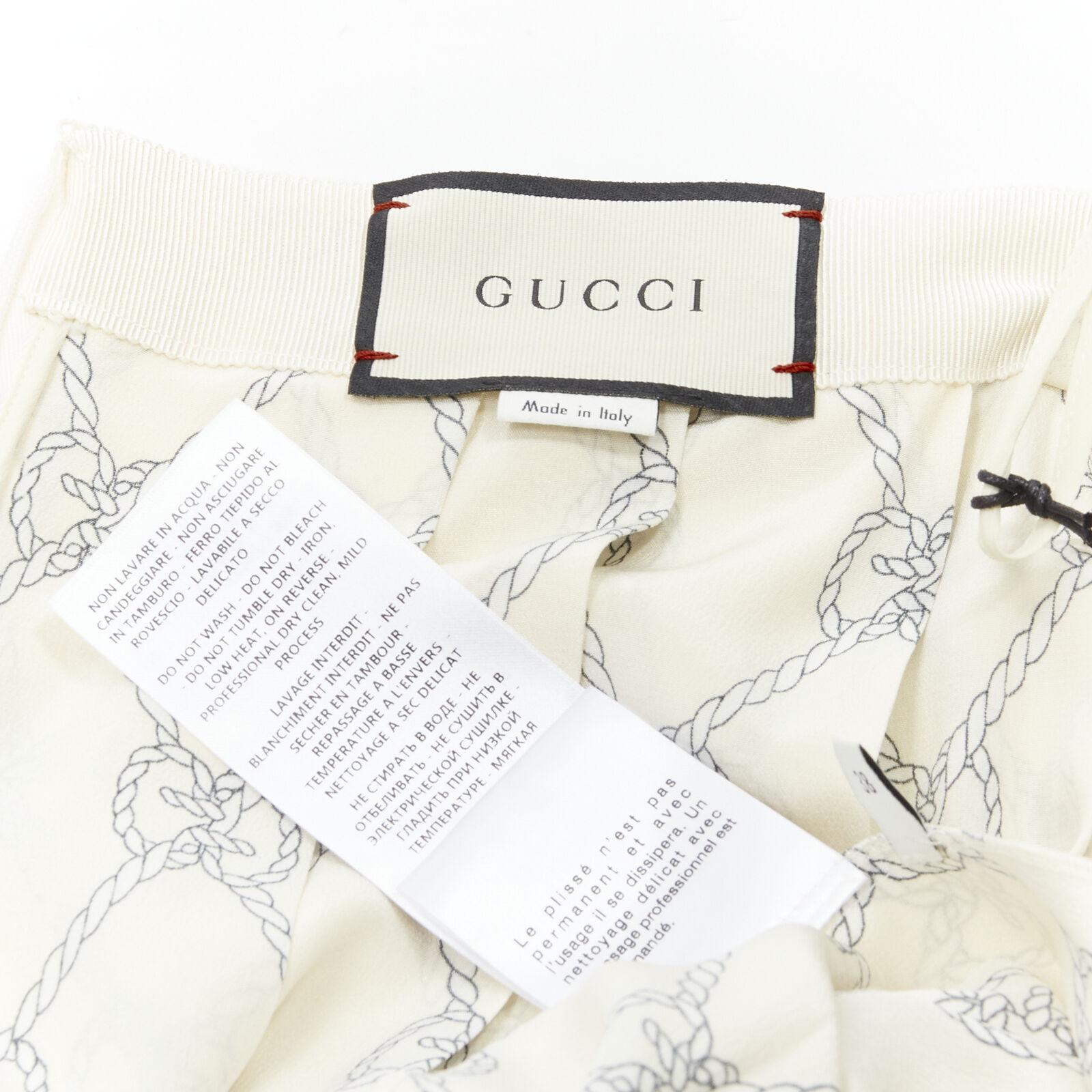GUCCI 100% silk blue red Rhombus GG Supreme rope monogram pleated skirt IT38 XS For Sale 3