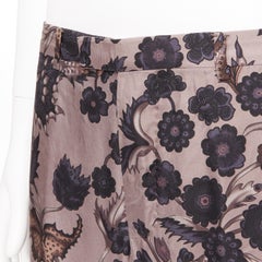 GUCCI 100%  silk purple floral print casual trousers IT50 R