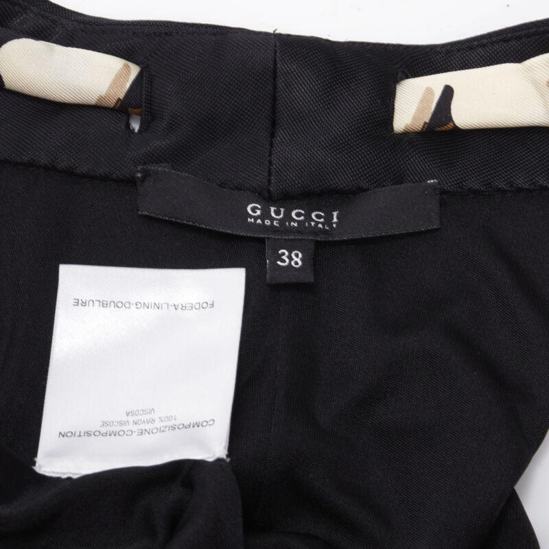 GUCCI 100% silk Riding Boot print scarf black mini dress IT38 XS For Sale 5
