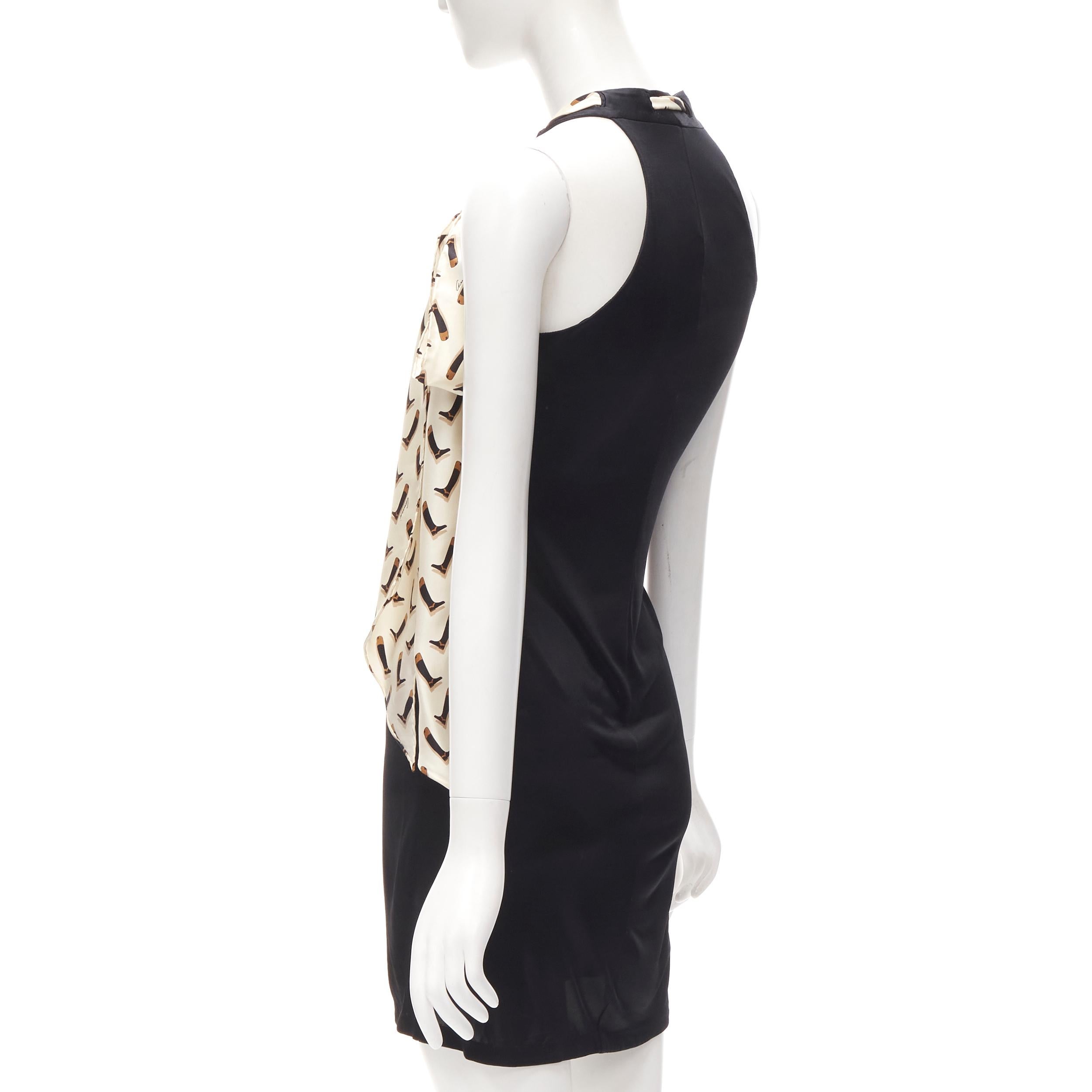 Women's GUCCI 100% silk Riding Boot print scarf black mini dress IT38 XS For Sale