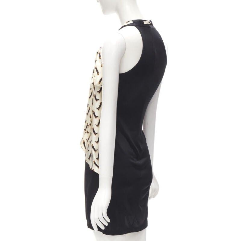 GUCCI 100% silk Riding Boot print scarf black mini dress IT38 XS For Sale 1