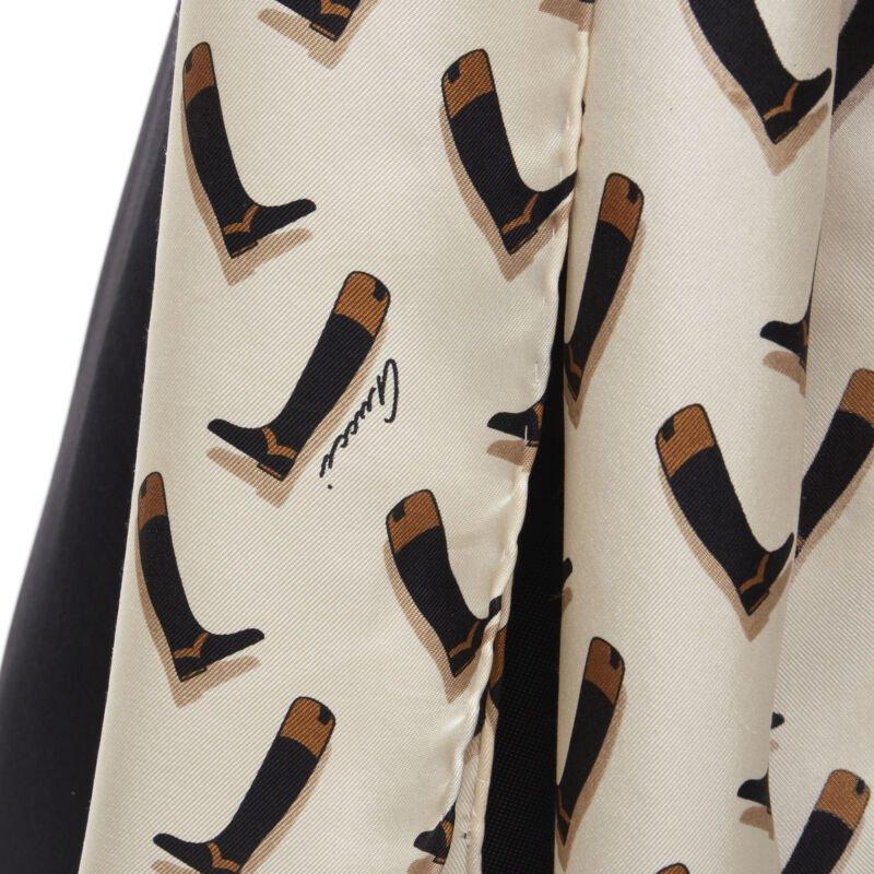 GUCCI 100% silk Riding Boot print scarf black mini dress IT38 XS For Sale 3