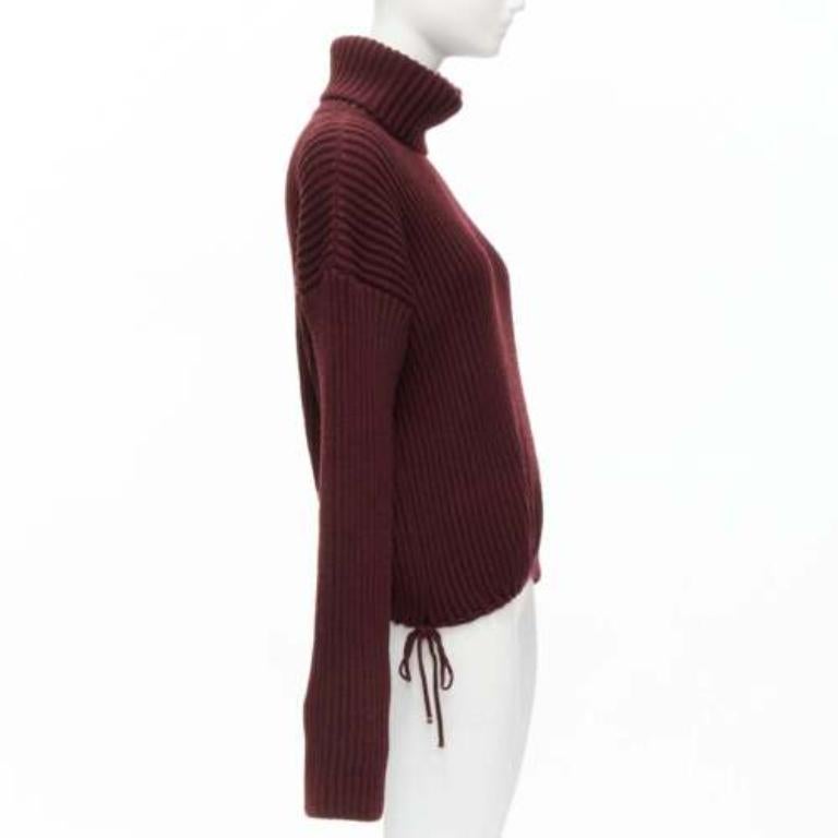 GUCCI 100% laine bordeaux Brown pull à col roulé à manches tombantes IT38 XS Bon état - En vente à Hong Kong, NT