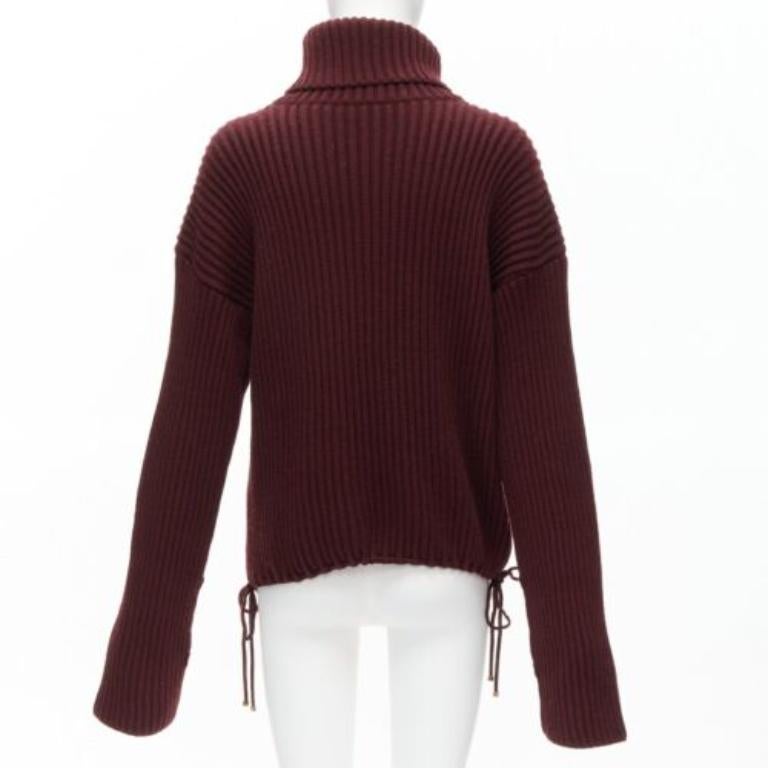 GUCCI 100% laine bordeaux Brown pull à col roulé à manches tombantes IT38 XS Pour femmes en vente