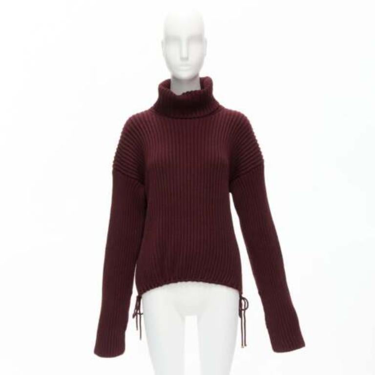 GUCCI 100% laine bordeaux Brown pull à col roulé à manches tombantes IT38 XS en vente 4