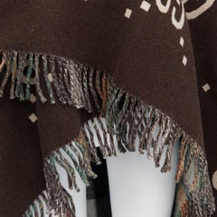 GUCCI 100% wool green red plaid tartan brown GG monogram blanket scarf