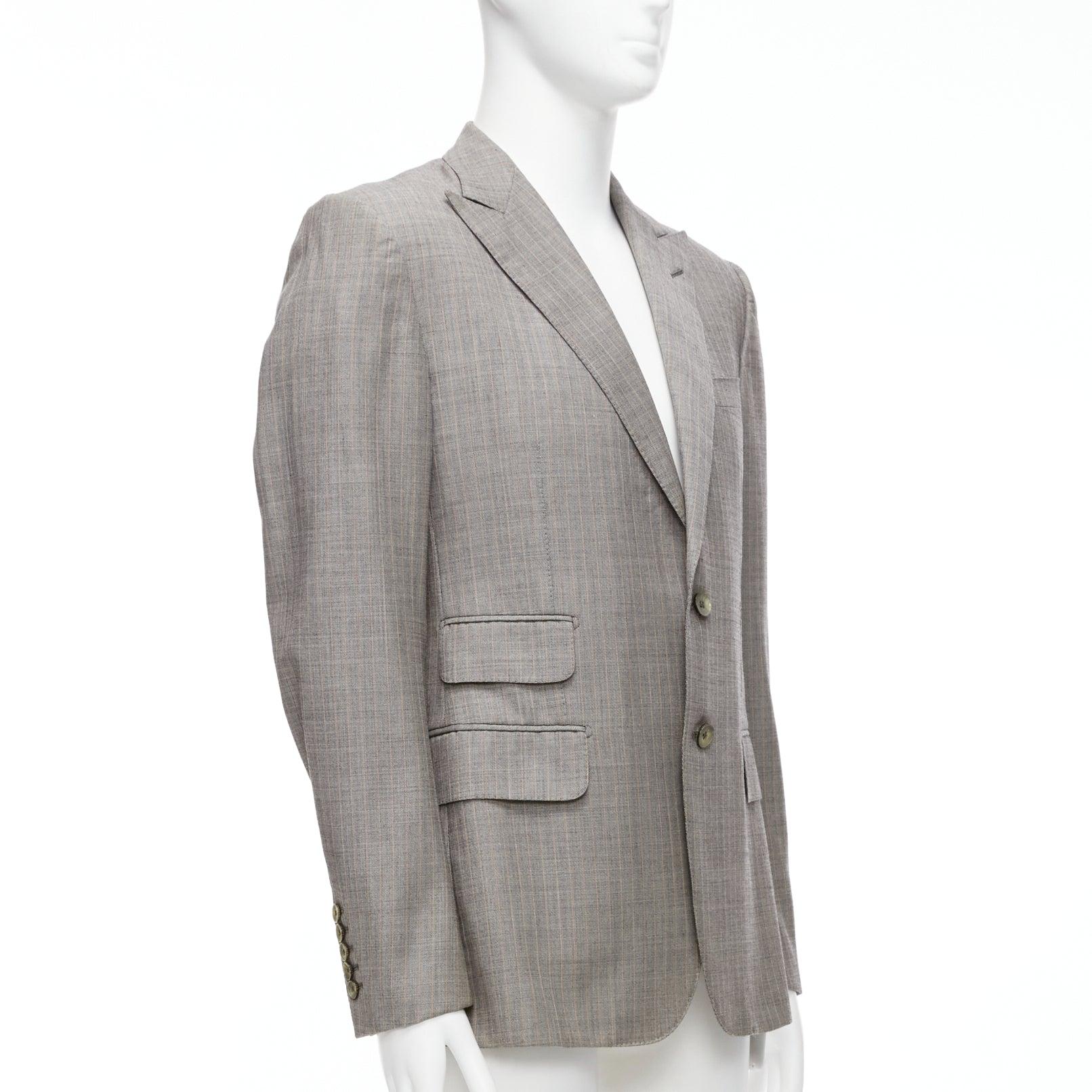 Grigio Gucci 100% lana grigio rosso a scacchi, blazer boxy a maniche lunghe IT50 L. in vendita