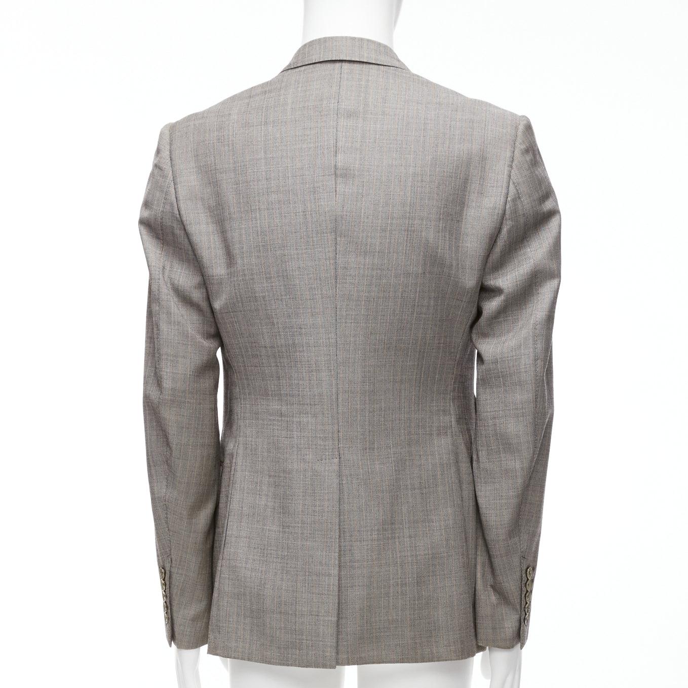 GUCCI 100% wool grey red checkered pocketed boxy long sleeve blazer IT50 L For Sale 1
