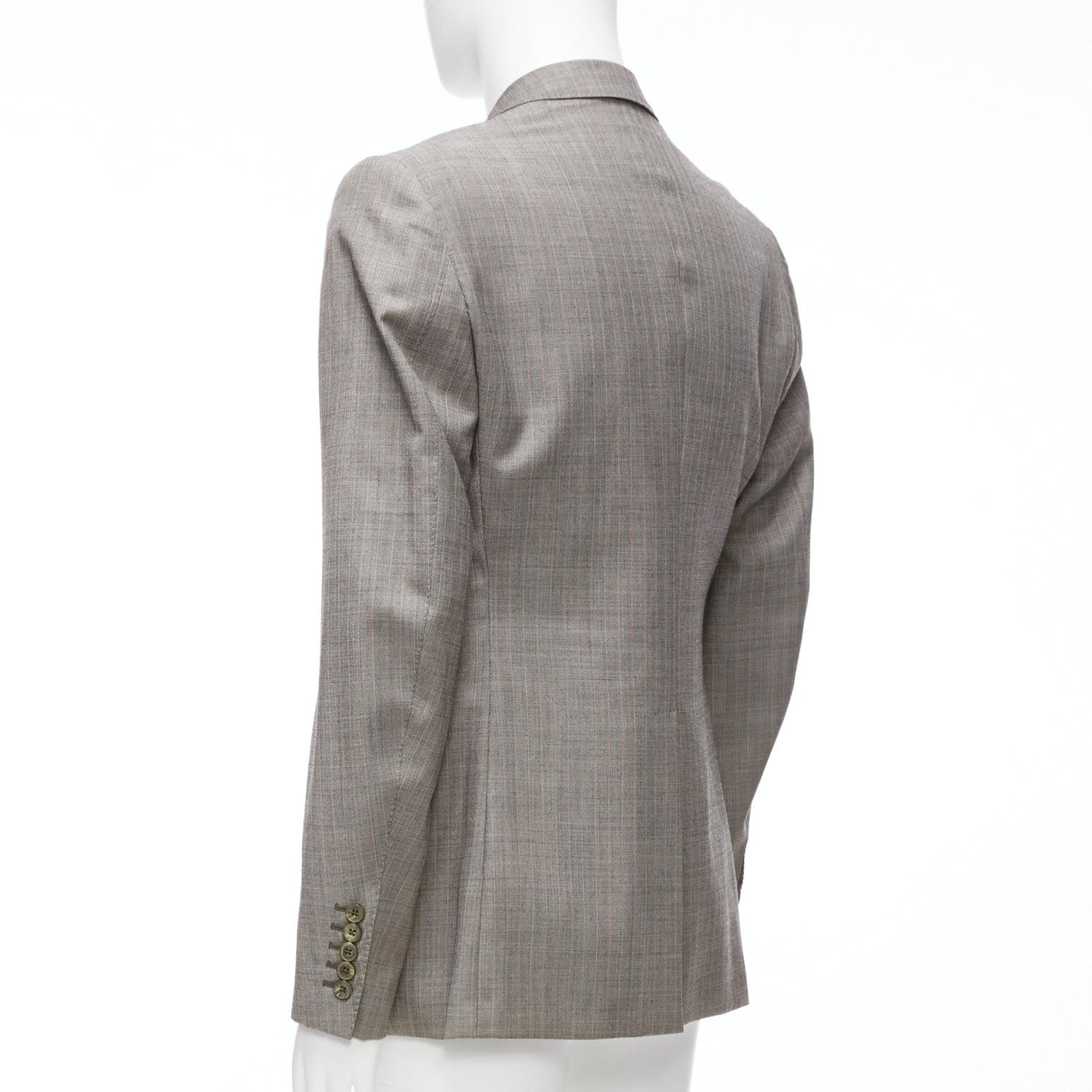 GUCCI 100% wool grey red checkered pocketed boxy long sleeve blazer IT50 L For Sale 2