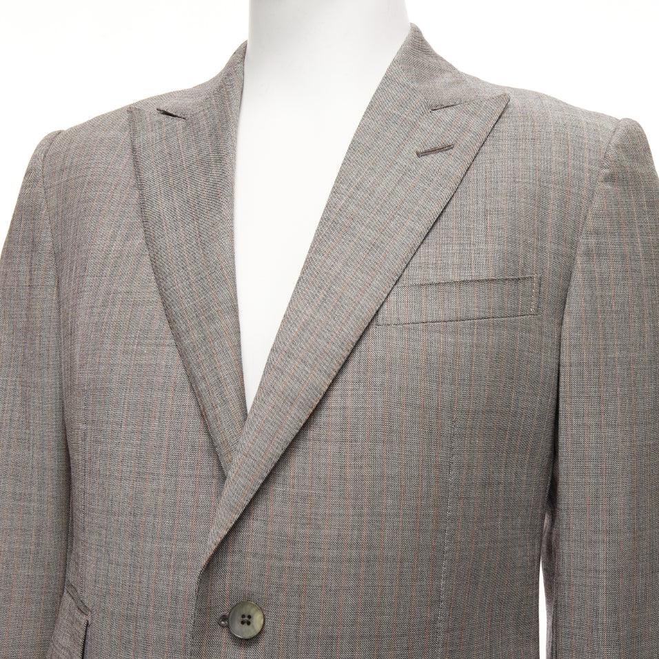 GUCCI 100% wool grey red checkered pocketed boxy long sleeve blazer IT50 L For Sale 3
