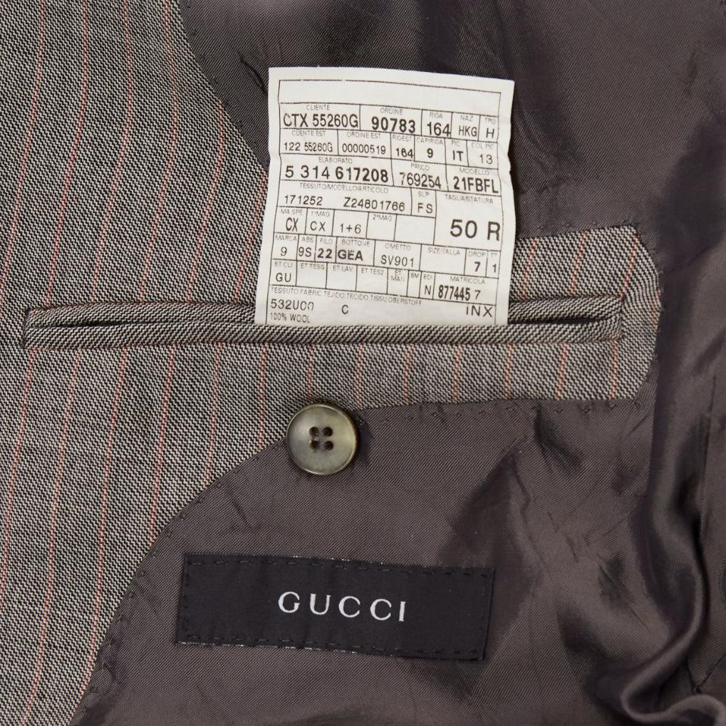 GUCCI 100% wool grey red checkered pocketed boxy long sleeve blazer IT50 L For Sale 4