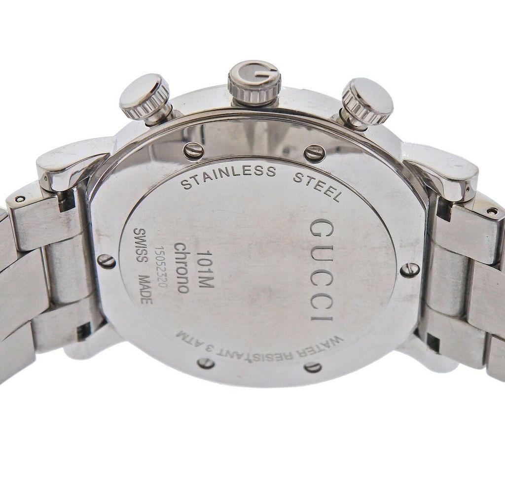 Gucci 101M Chronograph Chronoscope Diamond Watch YA101324 Neuf à Lambertville, NJ